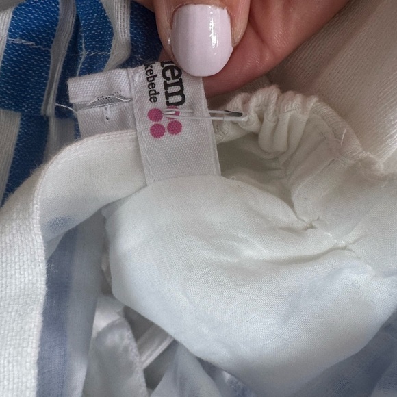 Lemlem LeLisa Deep V-Neck Stripe Maxi Dress Cover-Up White Eshe Blue - Picture 7 of 7